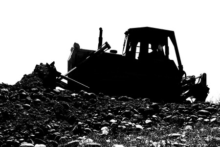 The bulldozer on a building siteの写真素材