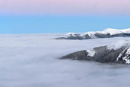 Winter evening in the Carpathiansの写真素材