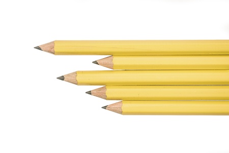 Unique arrangement of simple pencils on a white background.  Great for a back to school or office theme.の写真素材