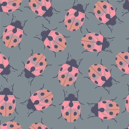 Color seamless pattern with ladybug.のイラスト素材