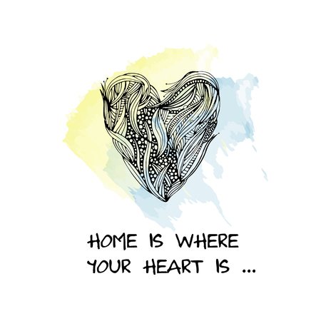 Heart on the background of watercolor brush strokes.のイラスト素材