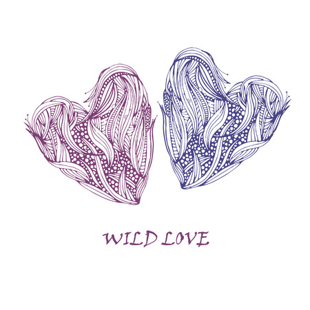 Romantic card with two hearts.のイラスト素材