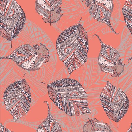 Endless elegant texture with leaves.のイラスト素材