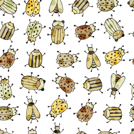 Insects seamless pattern for fabric design.のイラスト素材