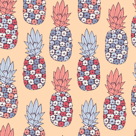 Seamless pattern with tropic pineapple.のイラスト素材