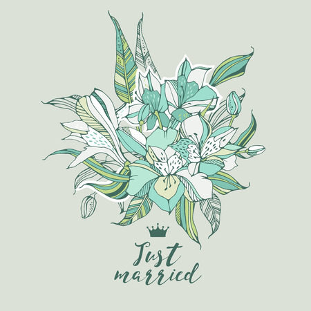 Tropical greeting flyers with lilies.のイラスト素材