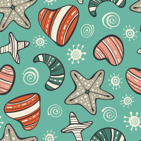 Cartoon seamless pattern with heart and star.のイラスト素材