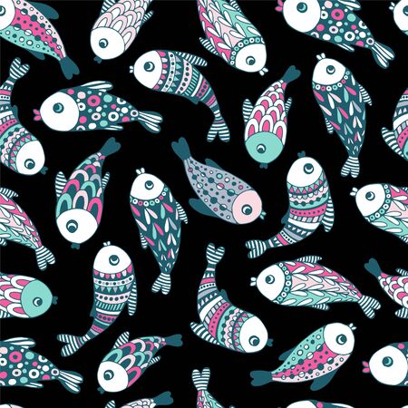 Seamless pattern from cartoon fish. Vector illustratoin.のイラスト素材