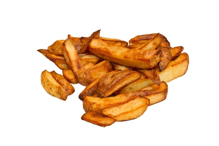 Oven baked potato chips isolatedの写真素材