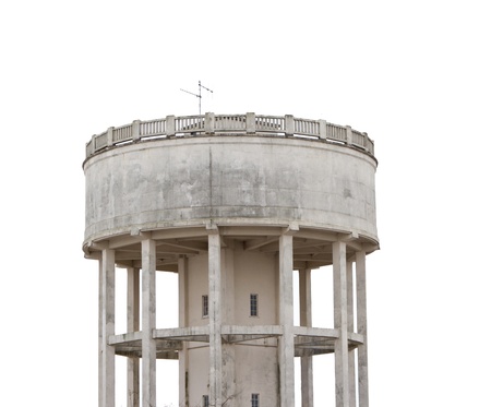 isolated water tower made of concreteの写真素材