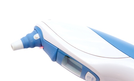 digital ear thermometer on whiteの写真素材