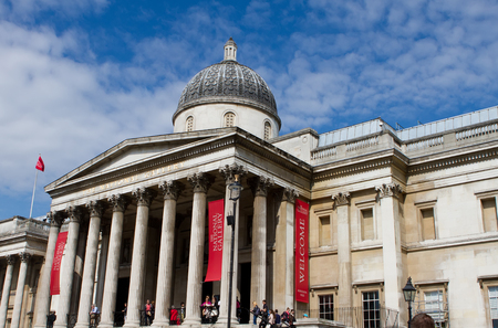 The National Gallery, London with a bright blue skyのeditorial素材