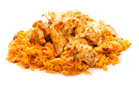 mexican chicken and rice with hot seasoningの写真素材