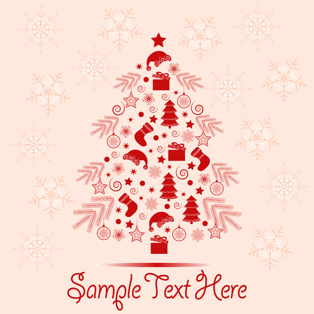 Christmas greeting card with Christmas elements and space for text. Christmas tree from New Year's objectsのイラスト素材