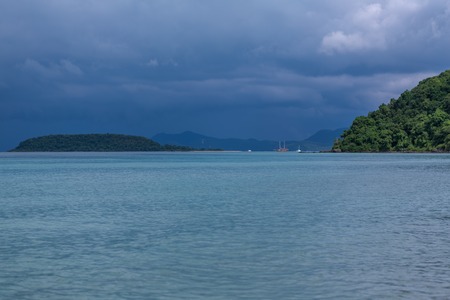Beach in sunset time on the island in Thailand before the stormの写真素材