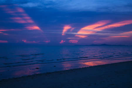 Amazing Deeply purple sunset. Sea and sky. の写真素材