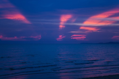 Amazing Deeply purple sunset. Sea and sky. の写真素材
