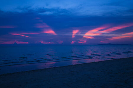 Amazing Deeply purple sunset. Sea and sky. の写真素材