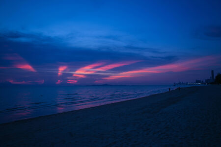 Amazing Deeply purple sunset. Sea and sky. の写真素材