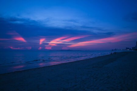 Amazing Deeply purple sunset. Sea and sky. の写真素材