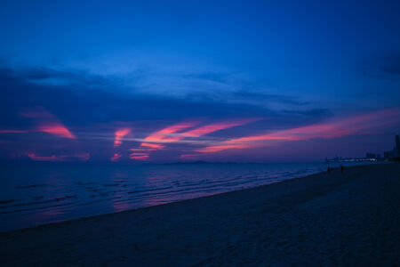 Amazing Deeply purple sunset. Sea and sky. の写真素材