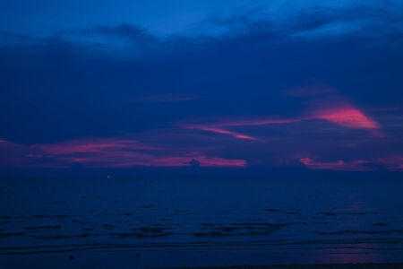 Amazing Deeply purple sunset. Sea and sky. の写真素材