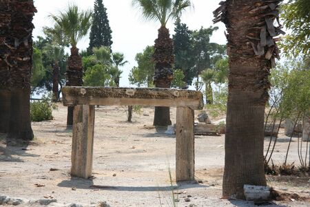 Ancient ruins in Hierapolis, Pamukkale, Turkey. UNESCO World Heritageの写真素材