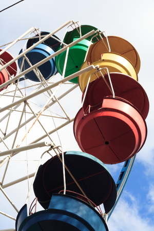 Ferris wheels and blue sky in the backgroundの写真素材