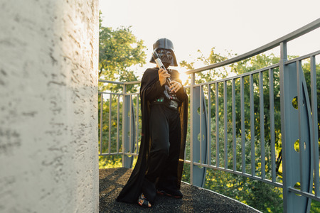 NOVOKUZNETSK, KEMEROVO REGION, RUSSIA - AUGUST 19, 2015 :: Boy in a costume of  Darth Vader with...