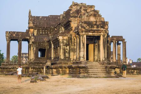 Part of the Angkor Wat temple in Cambodia.の写真素材