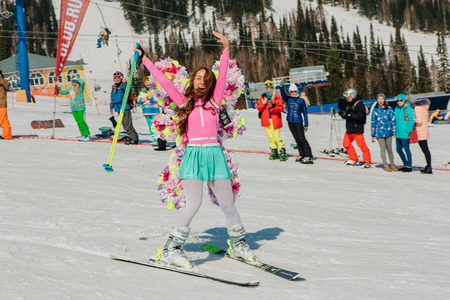 Young people in carnival costumes.のeditorial素材