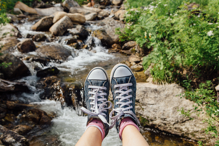 Jeans sneakers shoesの写真素材