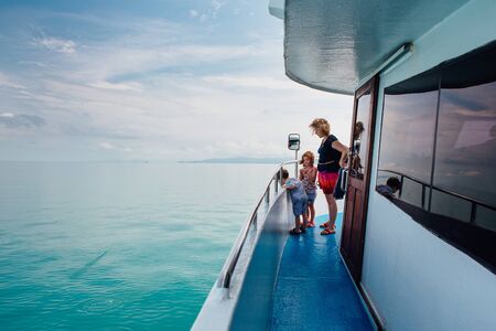 Surat Thai, Thailand - January 24, 2018: Tourists traveling on a ferry to the Koh Samui and Koh...