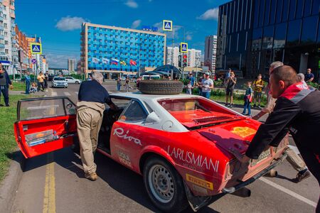 Novokuznetsk, Russia-June, 14 2019: The 7th Peking to Paris Motor Challenge is unique in the motoring world a true endurance motor rally following in the wheel-tracks of the original pioneers of 1907のeditorial素材