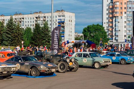 Novokuznetsk, Russia, 14 June 2019: The 7th Peking to Paris Motor Challenge is unique in the motoring world a true endurance motor rally following in the wheel-tracks of the original pioneers of 1907のeditorial素材