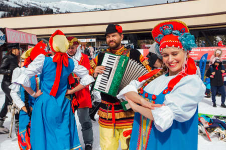 Sheregesh, Kemerovo region, Russia - April 03, 2021: Grelka Fest is a sports and entertainment...