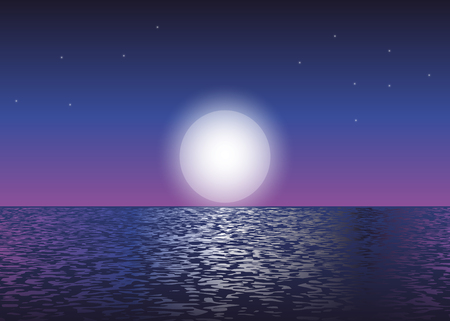 Moonlight at the oceanのイラスト素材