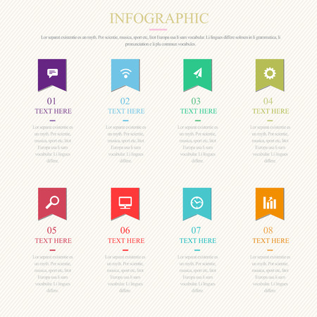 Infographic template with 1-8 stepsのイラスト素材