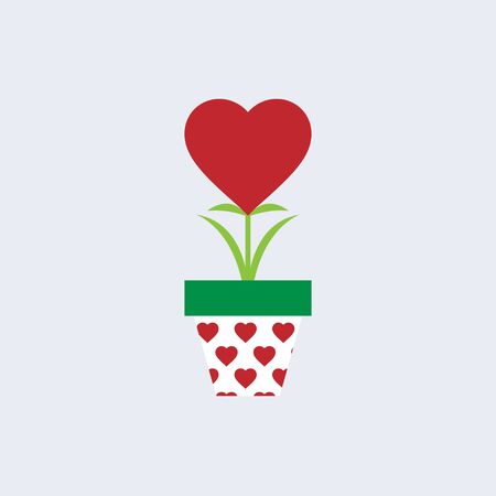 Tree of LOVE,red heart tree growing in potのイラスト素材