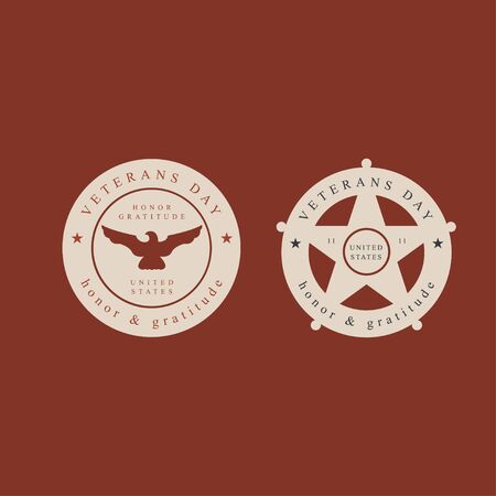 Set of Veterans Day labels,stamps and design elementのイラスト素材