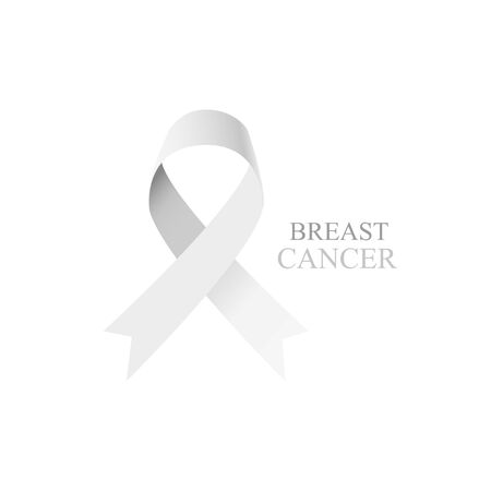 Gray Breast Cancer Ribbon isolated on whiteのイラスト素材
