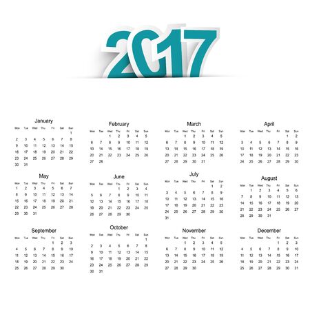Calendar for the year 2017 in flat styleのイラスト素材