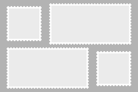 Blank Postage Stamps. Light Postage Stamps on gray background. EPS10のイラスト素材