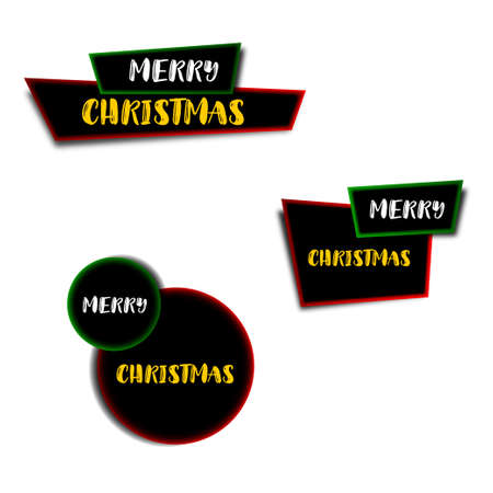 Set of Christmas banners. Christmas ribbons and stickersのイラスト素材