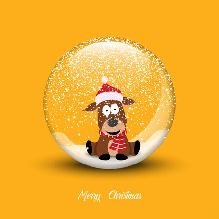 Snow globe with christmas dog. Merry Christmas vector illustrationのイラスト素材