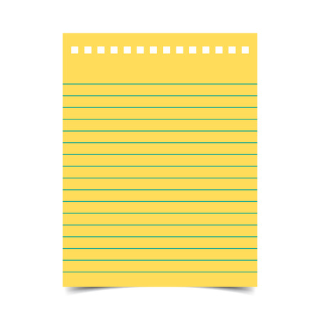 Lined paper with shadow on blank backgroundのイラスト素材