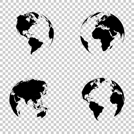 Set 3d earth globe on isolated backgroundのイラスト素材