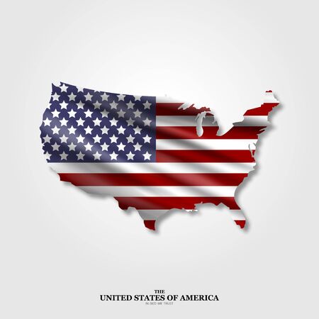 USA map flag with shadow on light backgroundのイラスト素材