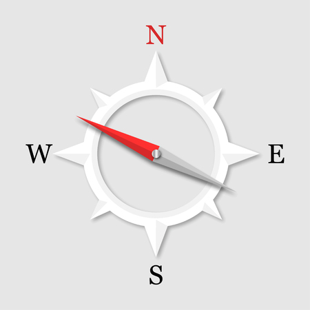 3d Arrow Compass with compass and shadow on a white background. Compass icon vectorのイラスト素材