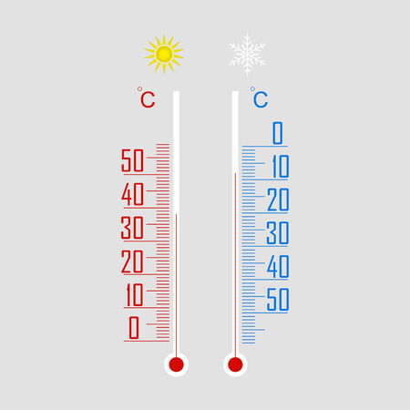 Thermometer icon. Measuring hot and cold temperature Vector illustration.のイラスト素材